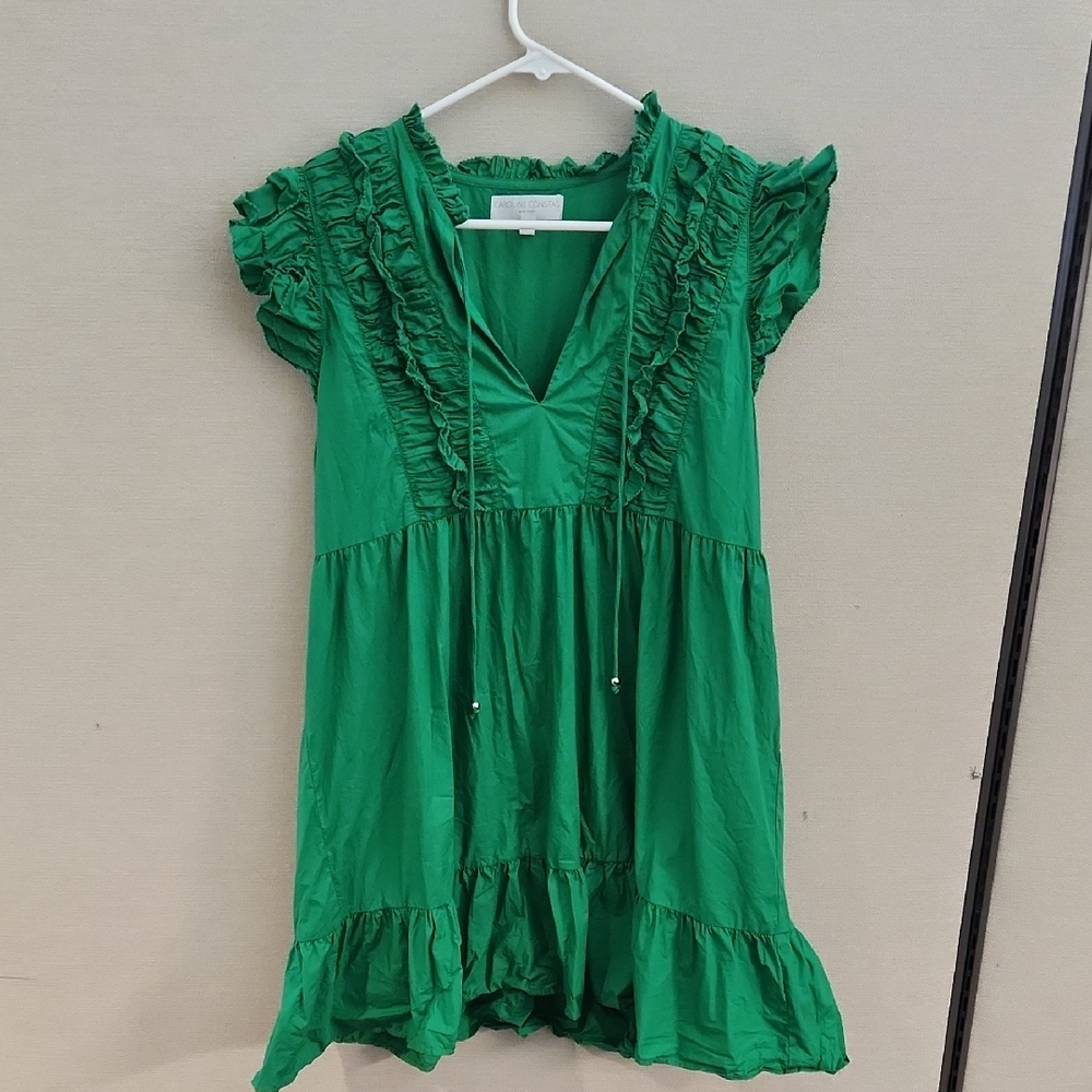 Caroline Constas Green Ruffle Dress Size Medium - Picture 1 of 15